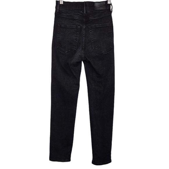 Everlane High Rise Slim Straight Cigarette Jeans 24 Ankle Length Stretch Black - Picture 6 of 13